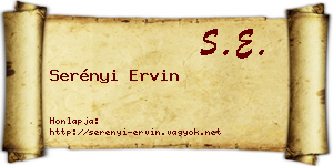 Serényi Ervin névjegykártya